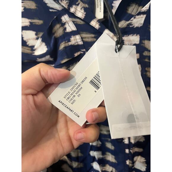 NWT Apiece Apart Oro Maxi Shirt Dress Size XS‎ Blue Shibori Womens Boho New York - Picture 5 of 9